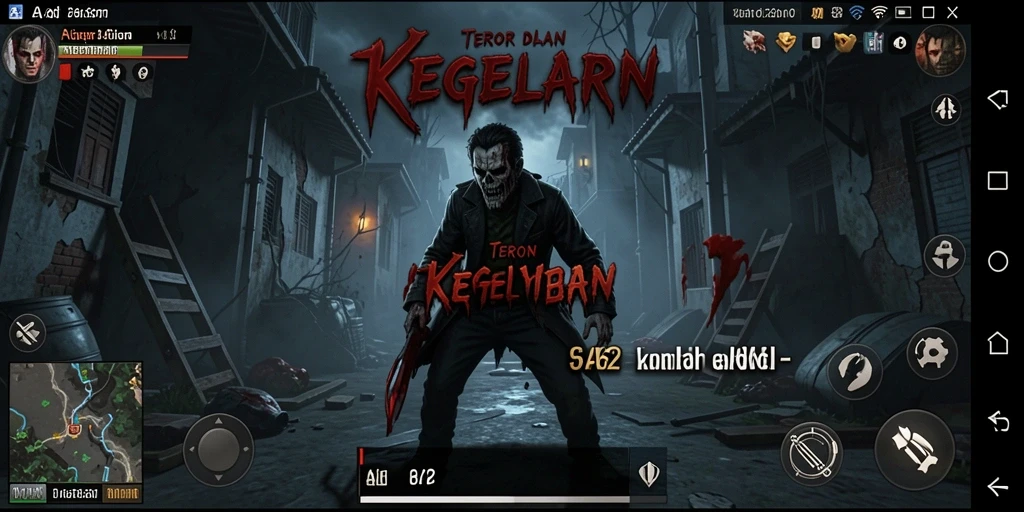 Screenshot dari gameplay mencekam di AA62 dengan suasana kelam.