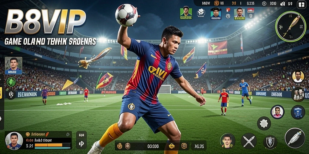 Screenshot B8VIP menampilkan aksi seru dalam pertandingan olahraga.