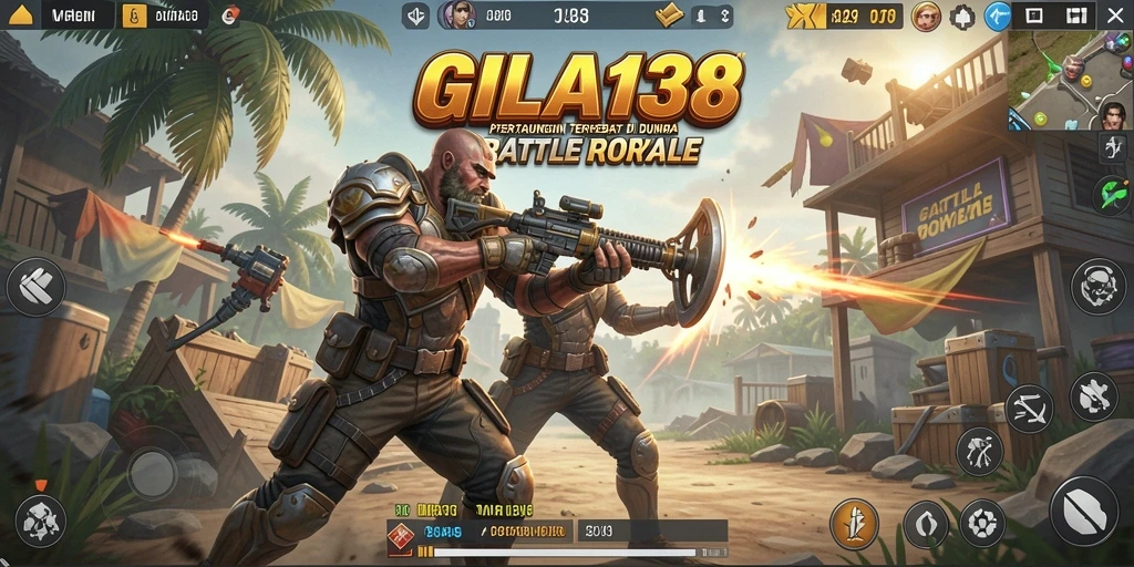 Screenshot gameplay GILA138 menampilkan aksi seru Battle Royale.