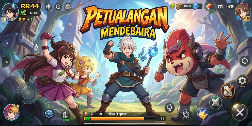 Tampilan gameplay mendebarkan dari game Anime RR44 dengan karakter unik.