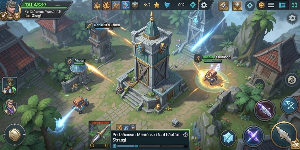 Tampilan menara yang menakjubkan dalam strategi Tower Defense.